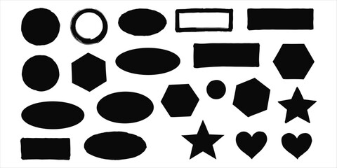 Black Hand Drawn Geometric Shapes and Organic Forms Keywords: black, hand drawn, geometric, shapes