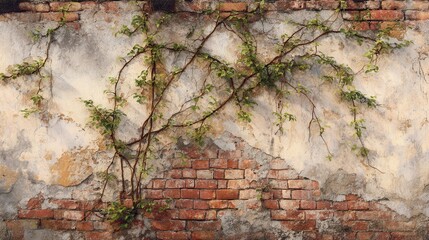 vines on weathered brick wall