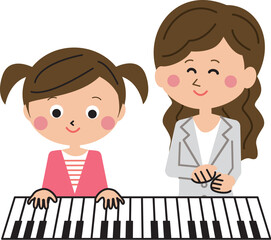 鍵盤を弾いているポップな女の子