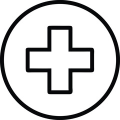 Obraz premium Medical cross outline vector icon on white background