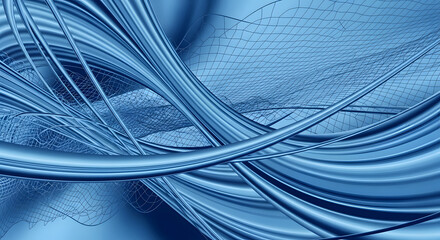Conceptual digital illustration of smooth flowing blue energy waves and interwoven lines creating a sense of fluid motion and speed