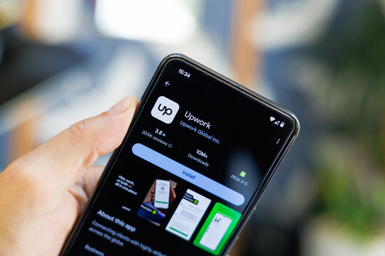 Upwork app on mobile phone device on play store