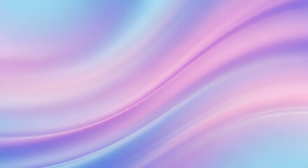 Obraz premium A vibrant abstract background featuring a smooth, flowing blend of iridescent pink, purple and blue fluid waves creating a gentle and dreamy texture