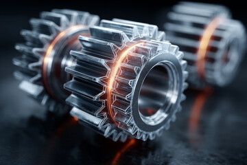 Close-up of precision metal gears
