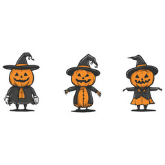 Pumpkin, pumpkin man, costume, Halloween festival, vector, transparent background, pumpkin, october, jack, celebration, scary, horror, evil, decoration, person, fun, pumpkin man sets, Various costumes