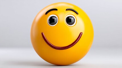 Fototapeta premium Yellow smiley face with a red line around it. The face is smiling and has a happy expression