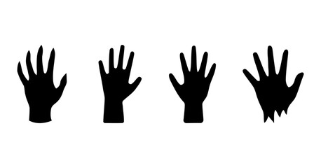 black silhouette hand prints on a white background. hands vector silhouettes