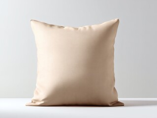 Realistic square beige pillow on white background. Comfortable cushion or sleep, rest, relax mockups .