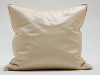 Realistic square beige pillow on white background. Comfortable cushion or sleep, rest, relax mockups .