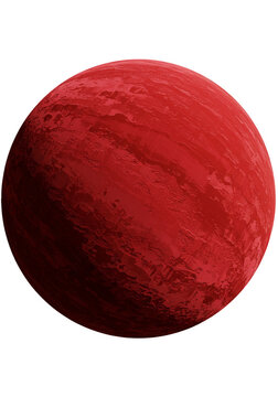 Isolated Red Planet in Space Texture Abstract Illustration with Transparent Background