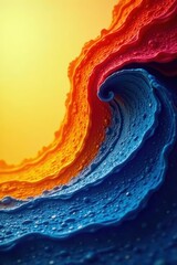 Abstract vibrant yellow, blue, red wave; grainy, noisy texture , flow, wave pattern