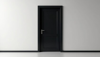 Bold black metallic door casing, clean lines, studio shot , black, border