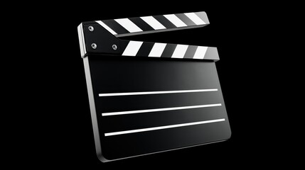 Classic Film Clapperboard Ready for Action Against a Black Background with Cinematic Flair
