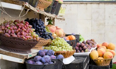 Street fruit market with produce