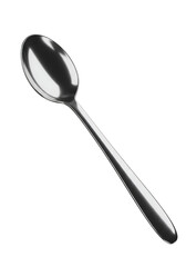 Isolated Shiny Silver Spoon On Transparent Black Background Photo