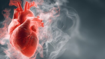 Vibrant heart surrounded by fading shadows, representing medical progress and emerging risks.