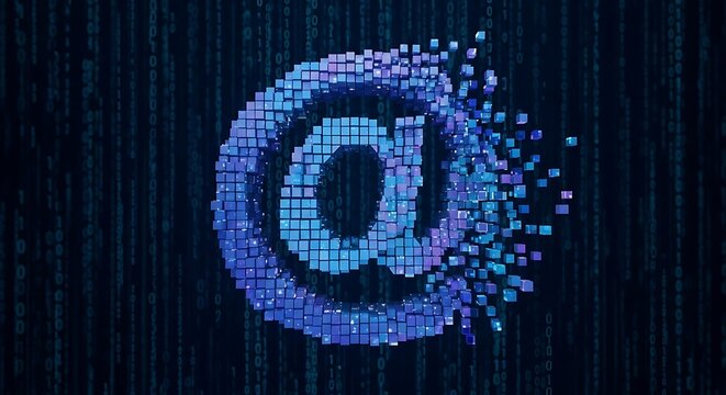 Abstract representation of a digital communication symbol fragmenting into secure data blocks, illustrating information flow and the essential concept of data integrity