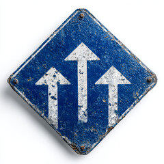 Obraz premium Multi-Lane Ahead Sign - Blue and White Directional Road Sign