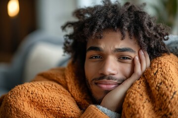 Close-up photo of young woman in a white sweater, narrating and explaining into a phone camera while recording a blog or podcast, Generative AI
