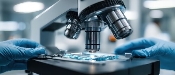 The microscope in a laboratory setting highlighting detailed scientific analysis.