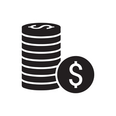 Coins Stack Icon, Dollar Money and Finance Vector Symbol

