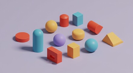 Colorful Geometric Shapes on Soft Background for Creative Projects