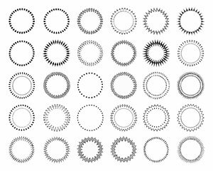 Collection of unique hand drawn decorative circular ornate borders and frames