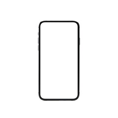 Isolated Smartphone Mockup With White Screen on Black Background