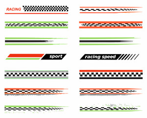 Collection of racing and sport graphic elements and borders