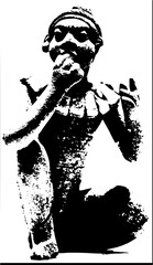 Ancient tribal figure with intricate headdress and flute, symbolizing cultural heritage and artistic expression.
