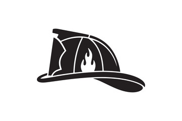 Firefighter Helmet Silhouette Design Fireman Hat Flame Icon Graphic