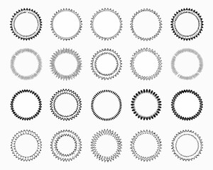 Collection of decorative circular frames with starburst and geometric designs