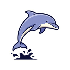 Playful Purple Dolphin Leaping Out of Water with Splashes.