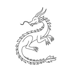 Elegant line art depicting a mythical east asian dragon in motion