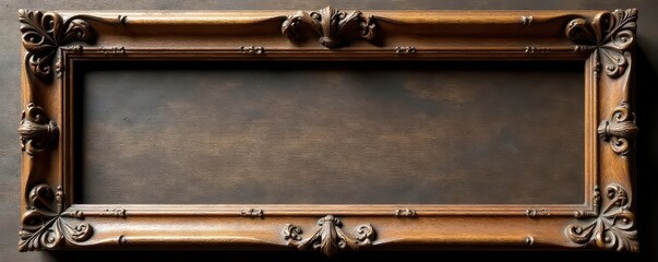 Antique, intricately carved wooden picture frame, narrow profile, gilding, ornate, carving