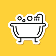 Bath sticker icon in flat style. Bathroom vector illustration on isolated background. Bathtub sign business concept.