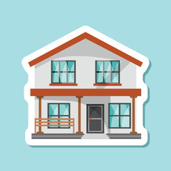 House sticker icon in flat style. Home vector illustration on isolated background. Apartment building sign business concept.