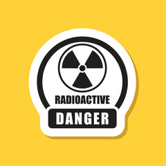 Radioactive material sticker icon in flat style. Radiation danger vector illustration on isolated background. Caution sign business concept.