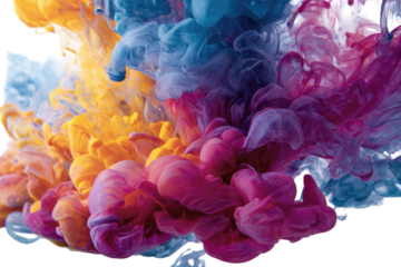 Abstract swirls of vibrant colors, like inks in water.  Intricate, dynamic patterns of  orange, purple, blue, and pink liquids mixing and swirling