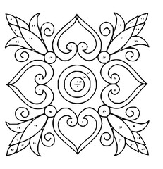 Elegant floral motif design with intricate swirls and heart shapes, perfect for decorative accents