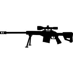 Naklejka premium Black silhouette of anti-materiel rifle