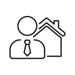 Realtor icon vector. Real estate agent with house line symbol. Property business and homeowner concept illustration.
