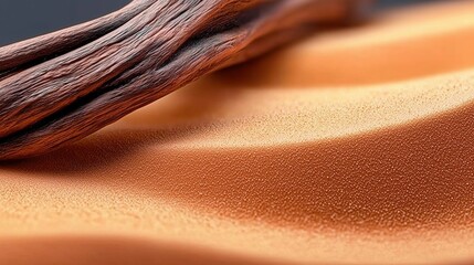 Smooth Ridges of Golden Sand with Twisted Driftwood in Gentle Light
