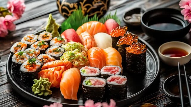 Exquisite Sushi Platter: A Colorful Feast of Flavors