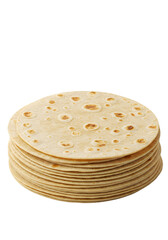 Isolated Stack Of Brown Tortilla Flatbreads On Transparent Background