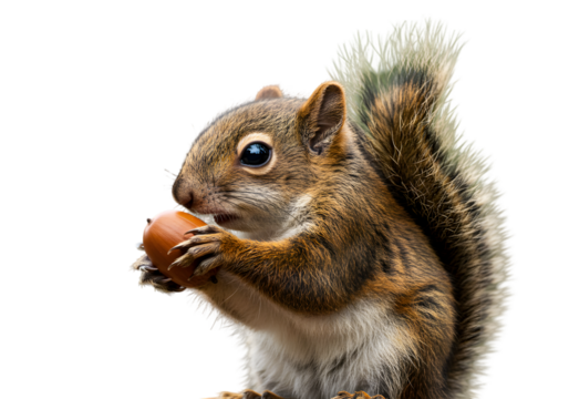 Isolated Squirrel Holding Nut Against Black Background Photo