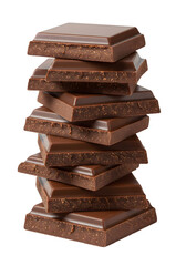 Isolated Stack Of Dark Chocolate Squares On Transparent Background