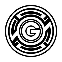 Minimalistic letter g logo in solid style