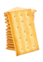 Isolated Stack Of Golden Crackers With Transparent Background Photo