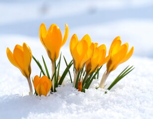 Spring crocuses in snow (1)